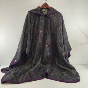 Castle Island Irish Tweed Spun Wool Cape Elfi Berger Design One Size Vtg Purple